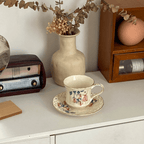 Vintage European Rose Trim Bone China Coffee Cup and Saucer Set - Afternoon Tea Gift Box | Elegant Hostess Gift Drinkware