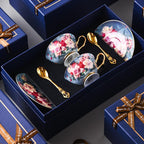Elegant European Bone China Coffee Cup and Saucer Set - Luxury Wedding Gift Box , Sophisticated English Tea Cup