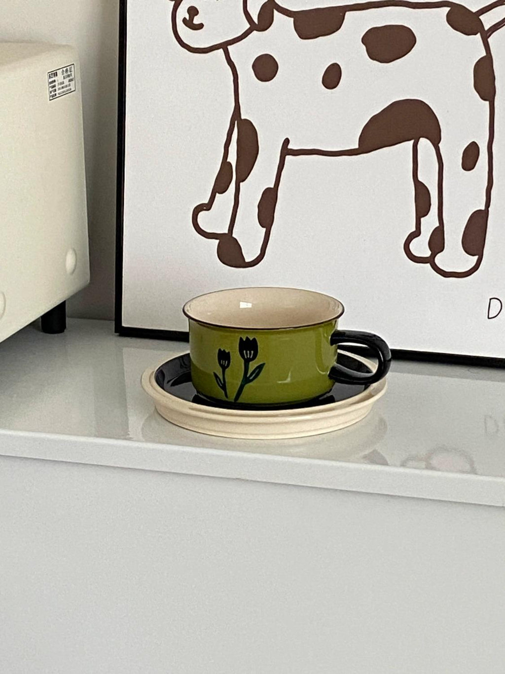 Elegant Hand-Painted Tulip Ceramic Afternoon Tea Cup and Saucer Set - Coffee Cup Gift Box | BFF