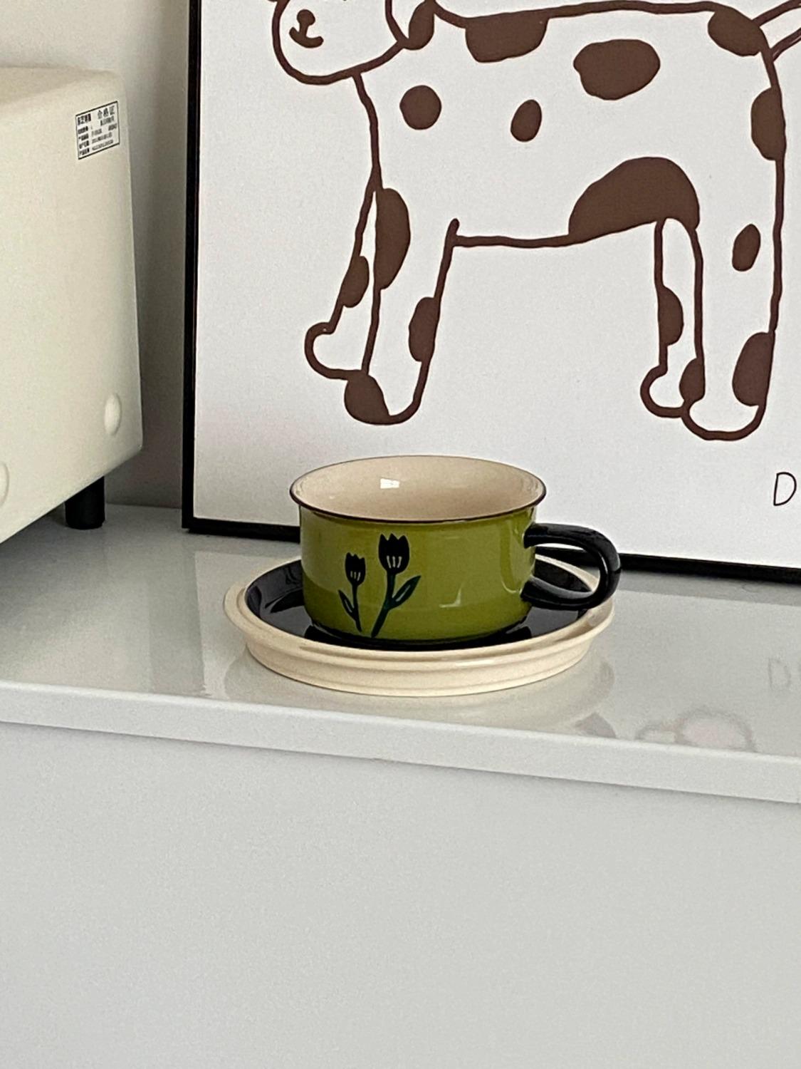 Elegant Hand-Painted Tulip Ceramic Afternoon Tea Cup and Saucer Set - Coffee Cup Gift Box | BFF