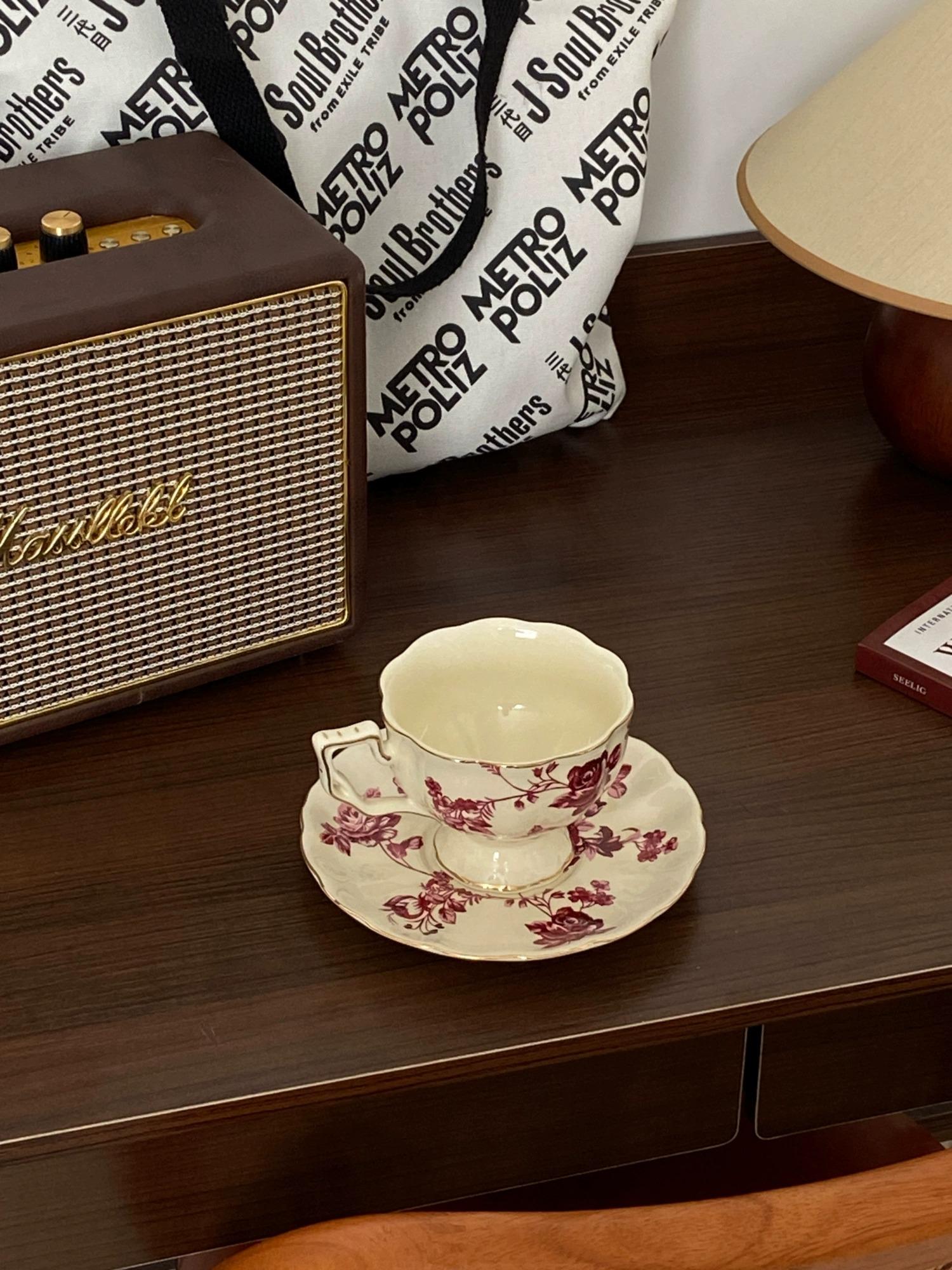 French Afternoon Tea Coffee Cup and Saucer Set - European Ceramic Tea Cup Gift Box