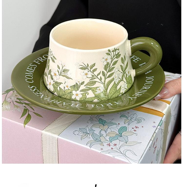 Elegant Lily of the Valley Coffee Set, Vintage Ceramic Homeware Mug & Saucer- Luxury Coffee Cups