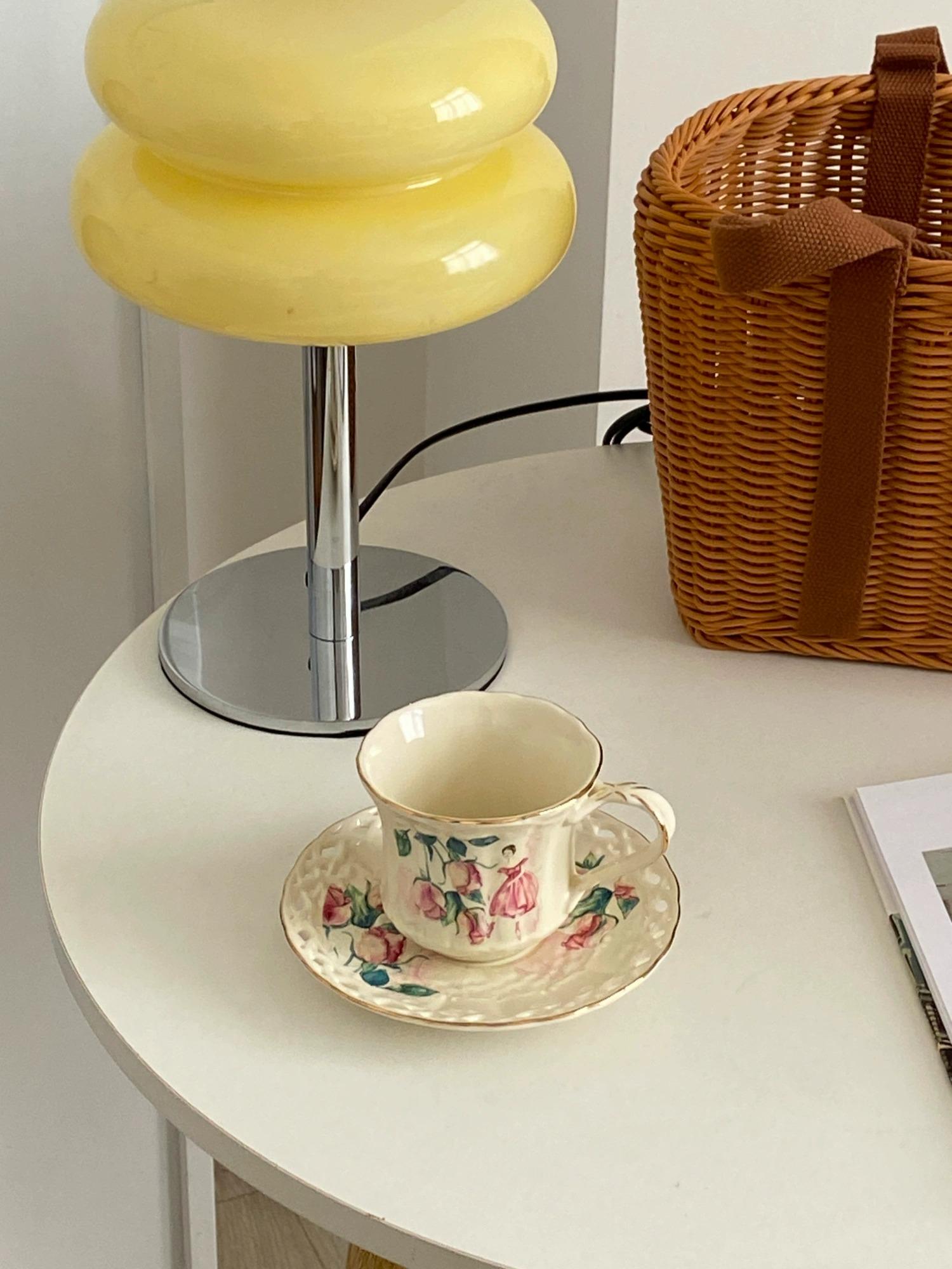 Vintage European Rose Trim Bone China Coffee Cup and Saucer Set - Afternoon Tea Gift Box | Elegant Hostess Gift Drinkware