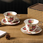 Aesthetic English Vintage Coffee Set, Gold Trim Ceramic Cup & Saucer-Afternoon Tea