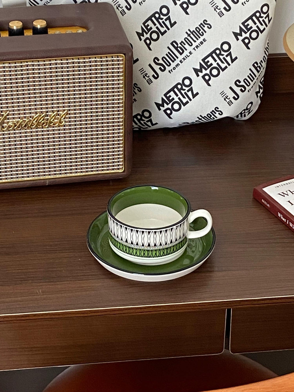 Vintage Green Coffee Cup Saucer Set - Birthday Gift for Her | BFF Hostess Afternoon Tea Mug
