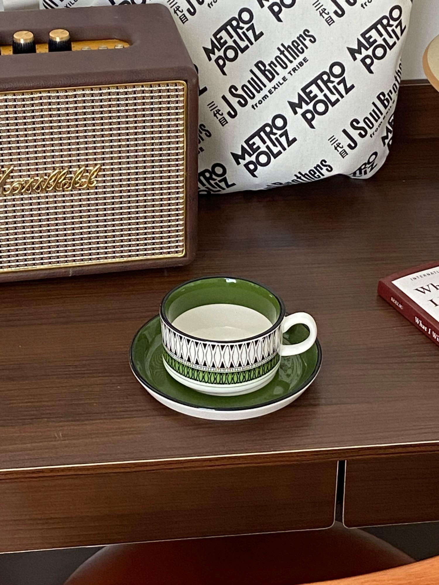 Vintage Green Coffee Cup Saucer Set - Birthday Gift for Her | BFF Hostess Afternoon Tea Mug