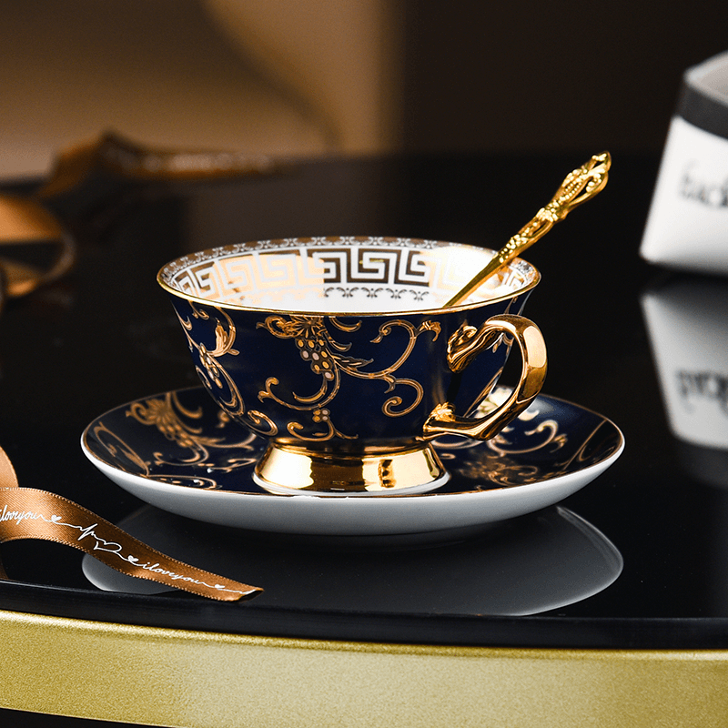 Vintage Bone China Coffee & Tea Cup Set - Premium Light Luxury European Gift Box