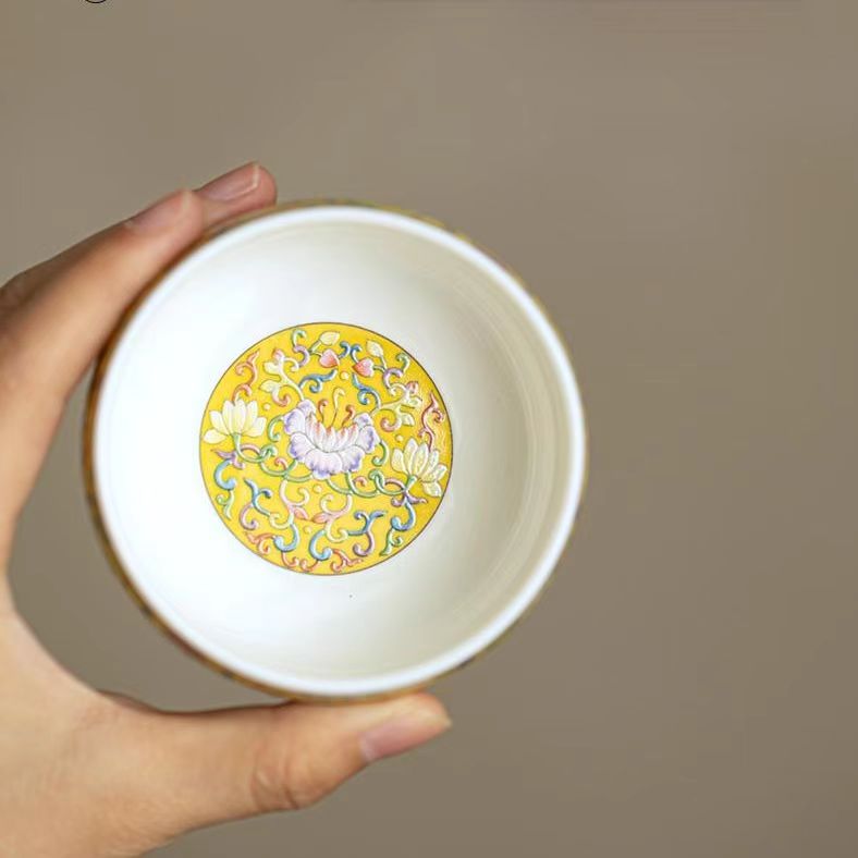 Magpie & Plum Blossom Teacup, Enamel Painted Gongfu Tea Cup