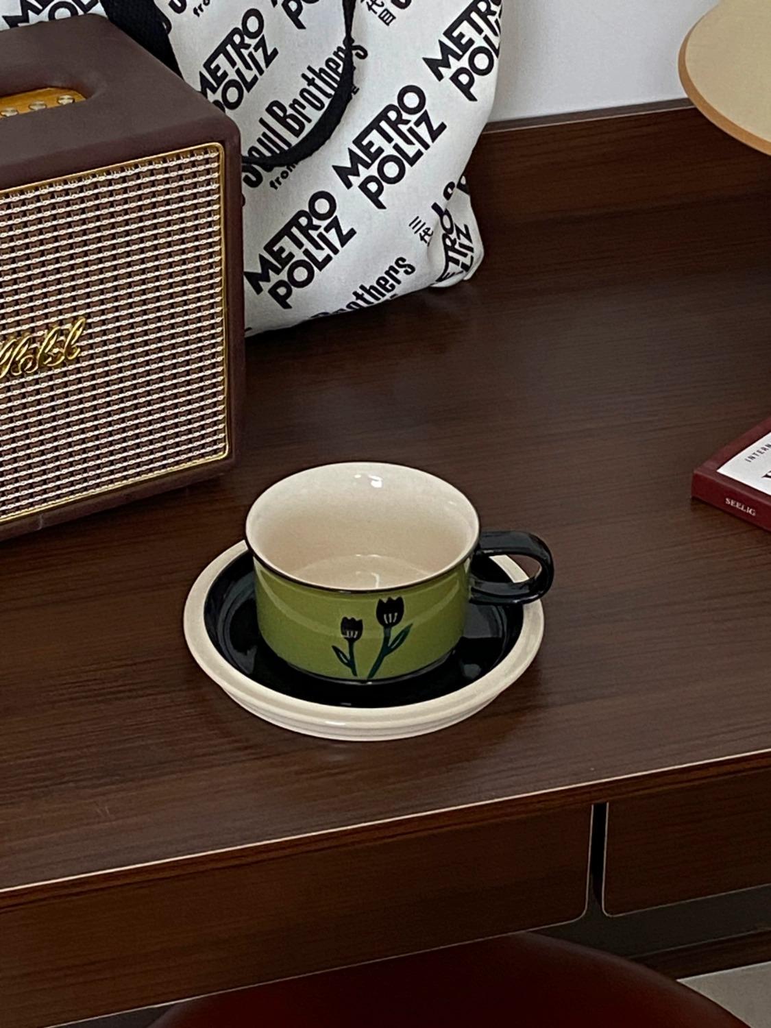 Elegant Hand-Painted Tulip Ceramic Afternoon Tea Cup and Saucer Set - Coffee Cup Gift Box | BFF