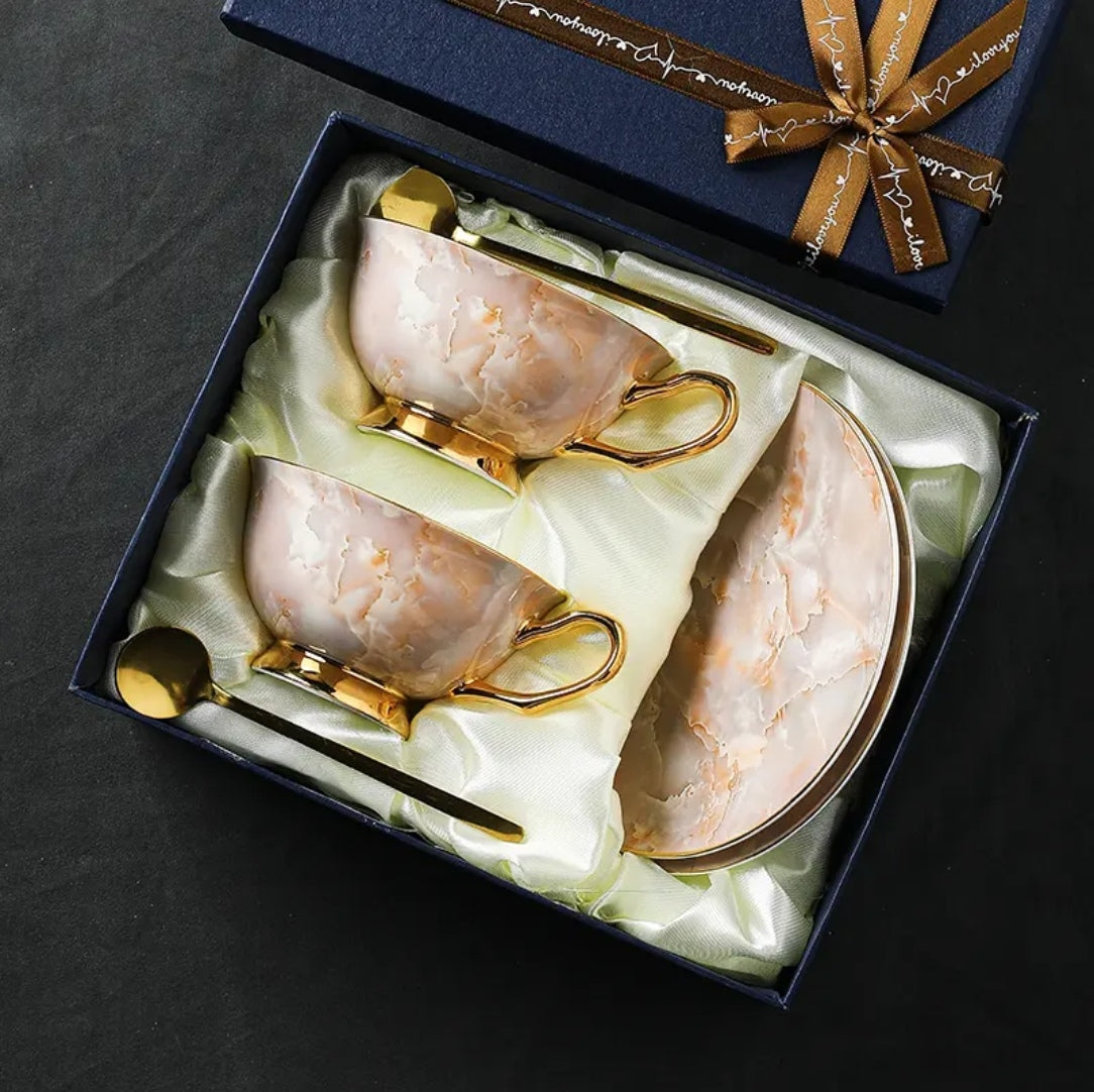 Premium Luxury Ceramic Coffee Cup and Saucer Set - Elegant Gift Boxed Tea Cup for Sophisticated Home
