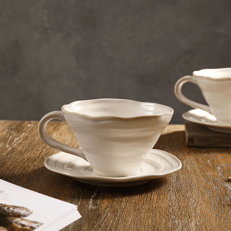 Flambe Glaze Coffee Set, Handmade Stoneware Mug & Saucer