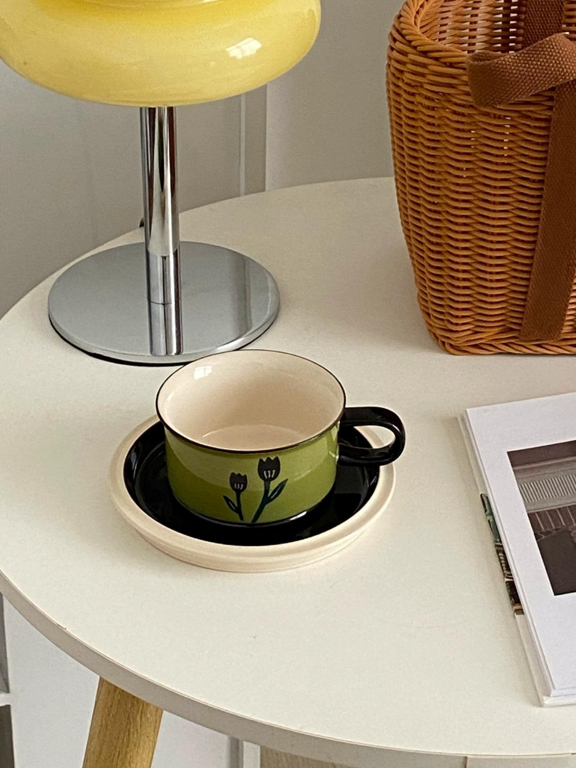 Elegant Hand-Painted Tulip Ceramic Afternoon Tea Cup and Saucer Set - Coffee Cup Gift Box | BFF