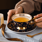 Vintage Bone China Coffee & Tea Cup Set - Premium Light Luxury European Gift Box