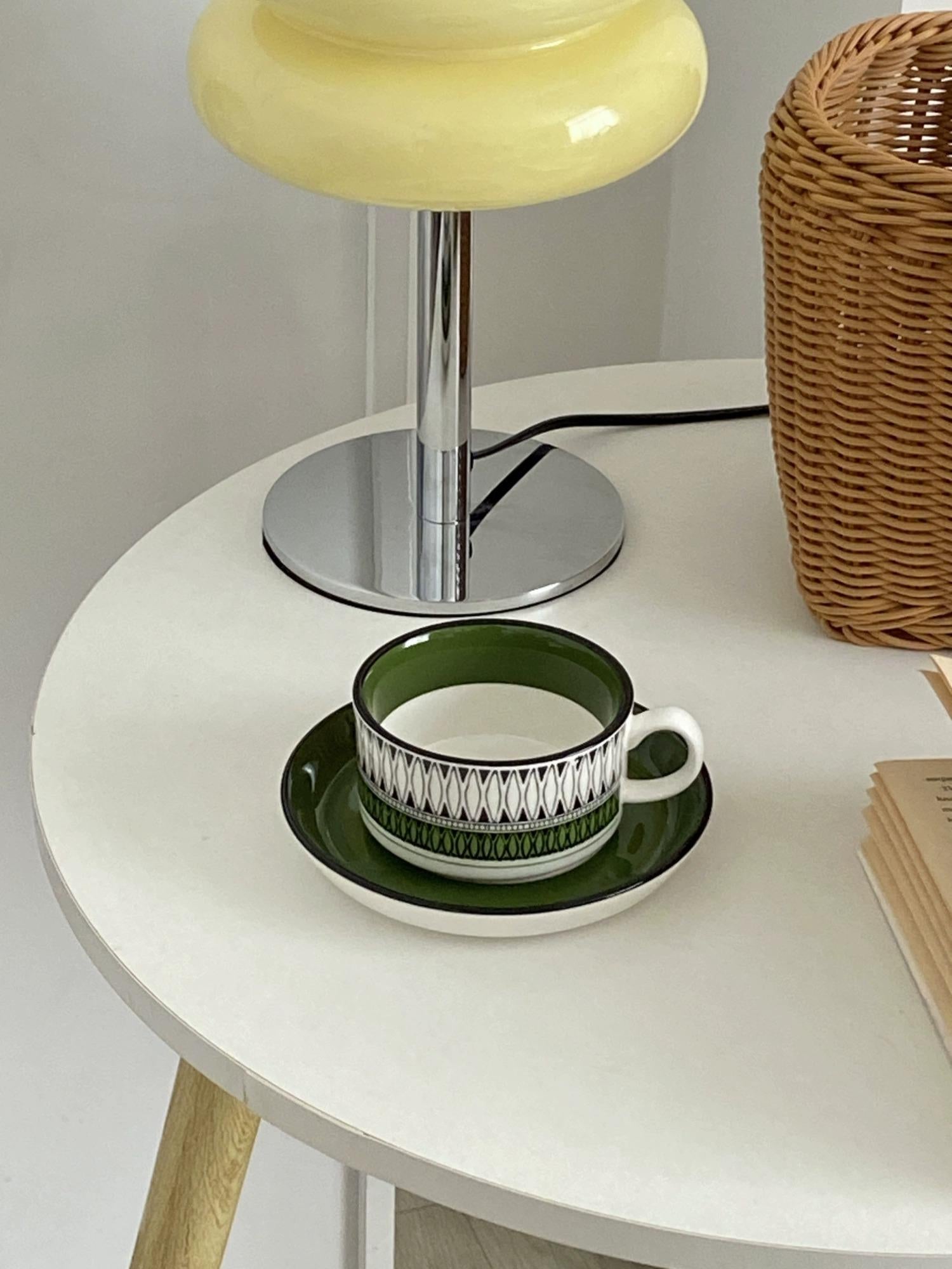 Vintage Green Coffee Cup Saucer Set - Birthday Gift for Her | BFF Hostess Afternoon Tea Mug