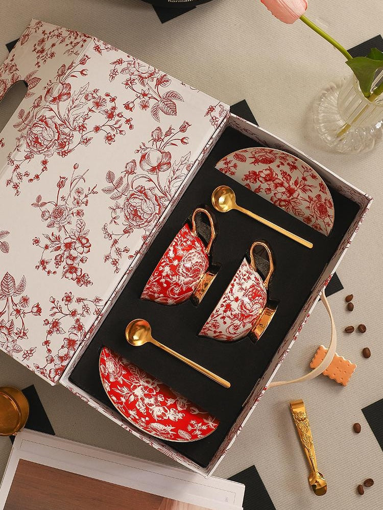 Jingdezhen Bone China Coffee Cup Set- Luxury Bridal Shower Gift for BFF