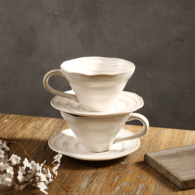 Flambe Glaze Coffee Set, Handmade Stoneware Mug & Saucer